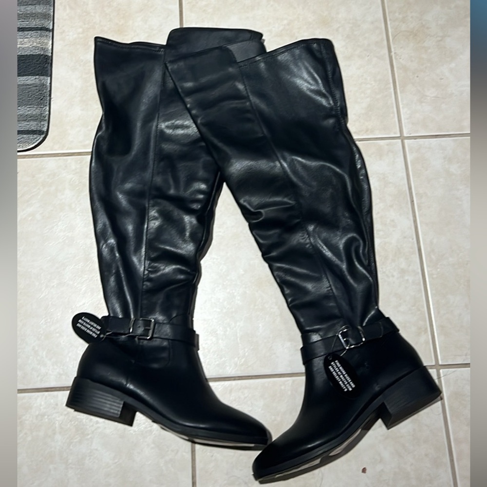 Style & Co. Black Wide Calf Leather Boots